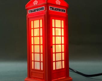 Desk Lamp - Classic Red Telephone Booth Night Light with Epic Lighting Effects, LED Décor for Home, Office, Game Room