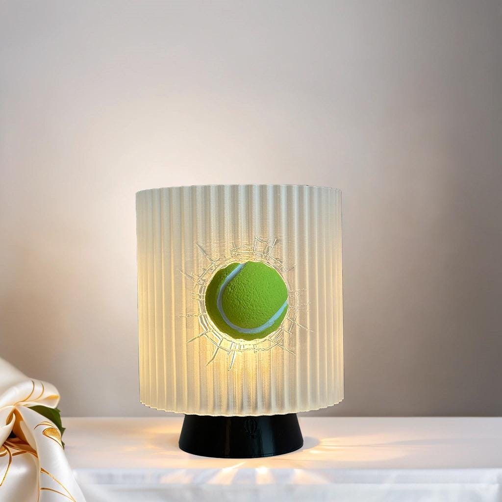 Night Light - Tennis Ball Crash Lamp - Unique Bedside Table Lamp - Modern Sports Decor, Fun Gift for Tennis Lovers