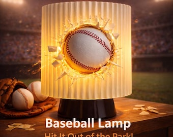 Baseboll skrivbordslampa - 3D-utskriven lampskärm, inredning för ungdomsrum