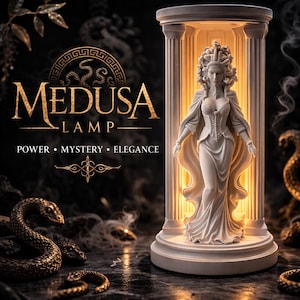 Medusa Statue Lampe, griechische Mythologie Dekor, Umgebungsbeleuchtung, einzigartiger Wohnakzent