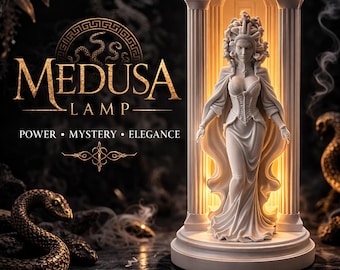 Medusa-statylampa, grekisk mytologidekor, stämningsbelysning, unik heminredning