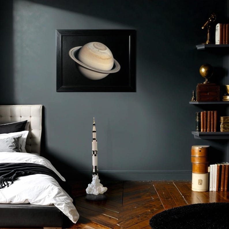 Night Light - Apollo 11 Decor Lamp: 60 cm tall, made from PLA. Unique gift for space exploration fans.