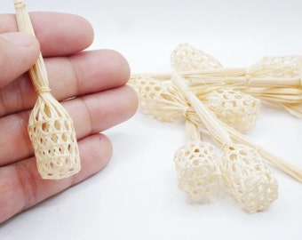 Miniature Wicker Round Bamboo Basket Bag Mini Basket Bamboo Dollhouse Handmade