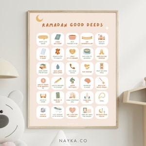 Ramadan Good Deeds Poster Printable Kids Boho Aesthetic | Canva ...