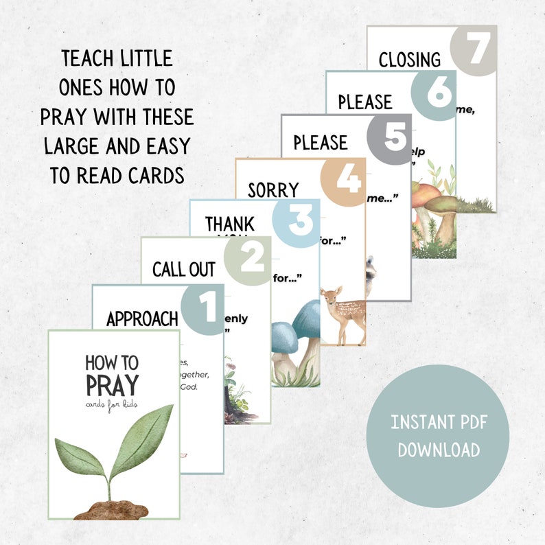 How to Pray Cards for Kids | Beginner Prayer Cards | Teach Little Ones ...