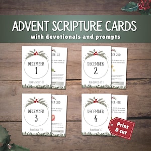 Adventskarten | Countdown bis Weihnachten | Christliche Kinder druckbare Aktivität | Bibel-Adventskalender