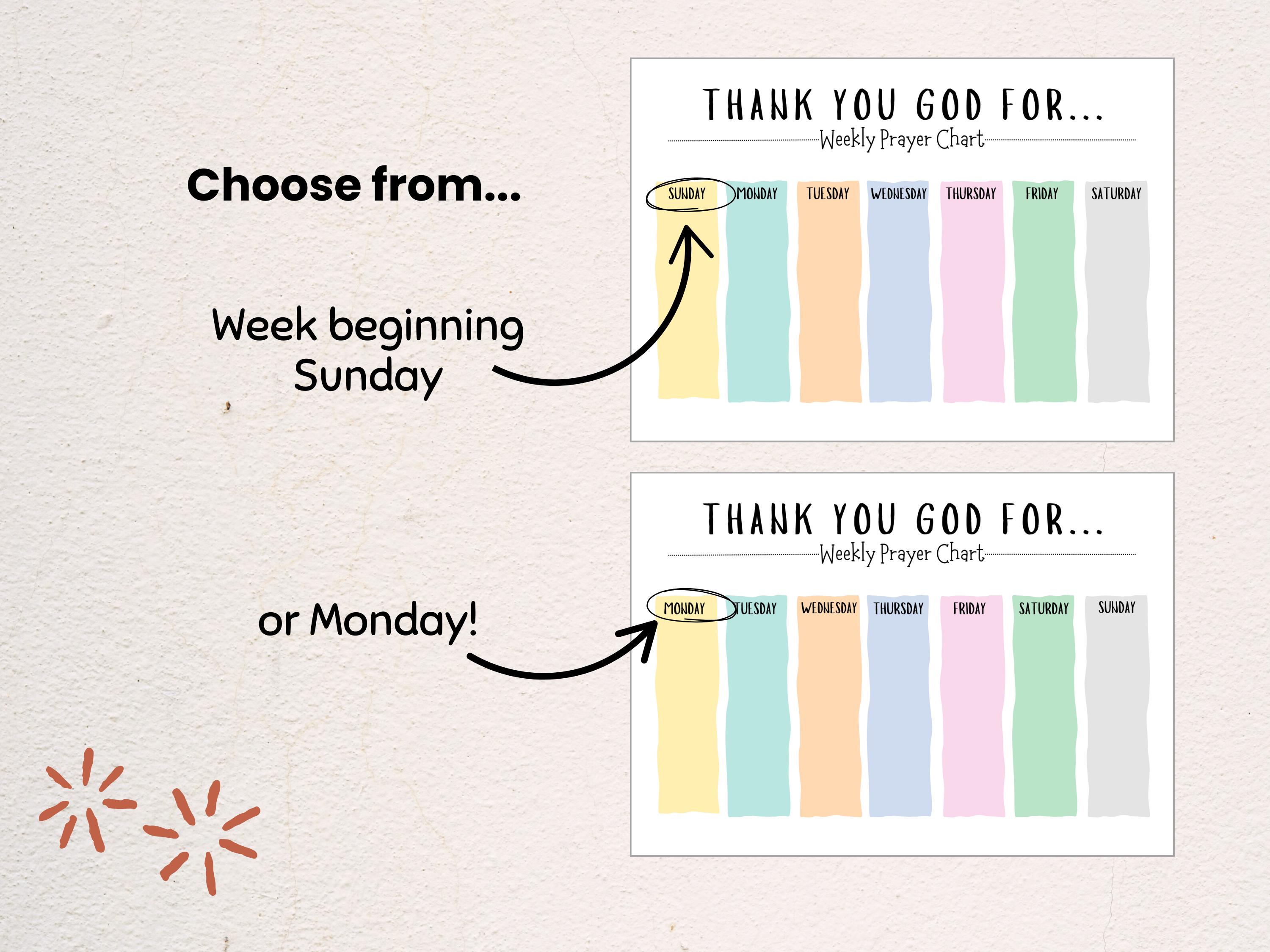 Weekly Prayer Chart for Kids and Preschoolers, Printable, Visual ...