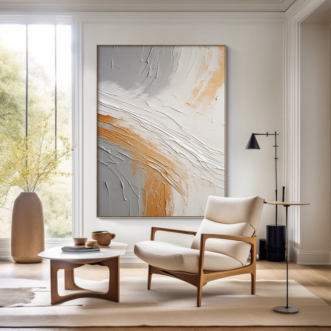 Large Gray and Brown Canvas Wall Decor, Brown Beige Gray Wall Art ...