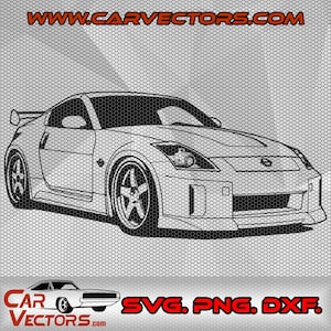 Nissan 350z 2003 SVG, Vector art Illustration Drawing, Nissan 350z vector, nismo  PNG, 350z png, nissan svg, 370z svg, no background
