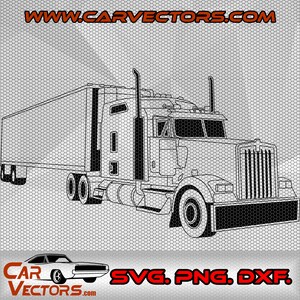 Big Rig KW W900 Semi Truck Flexfit Cap – Embroidered Outline Design Mesh Trucker Hat For Men - View #12