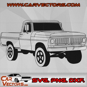 Off-road 1970 Ford F100 Pick up Truck Classic American PNG SVG, cut file, drawing ,Illustration, f150 Vector, ford ranger f100 offroad svg