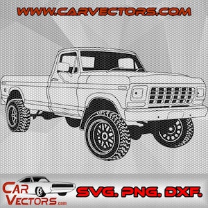 1978 Ford F-100 Pickup Truck with Off-road Tires SVG, Ford Old Pick up Truck png, Ford F100 Vector art Illustration Drawing