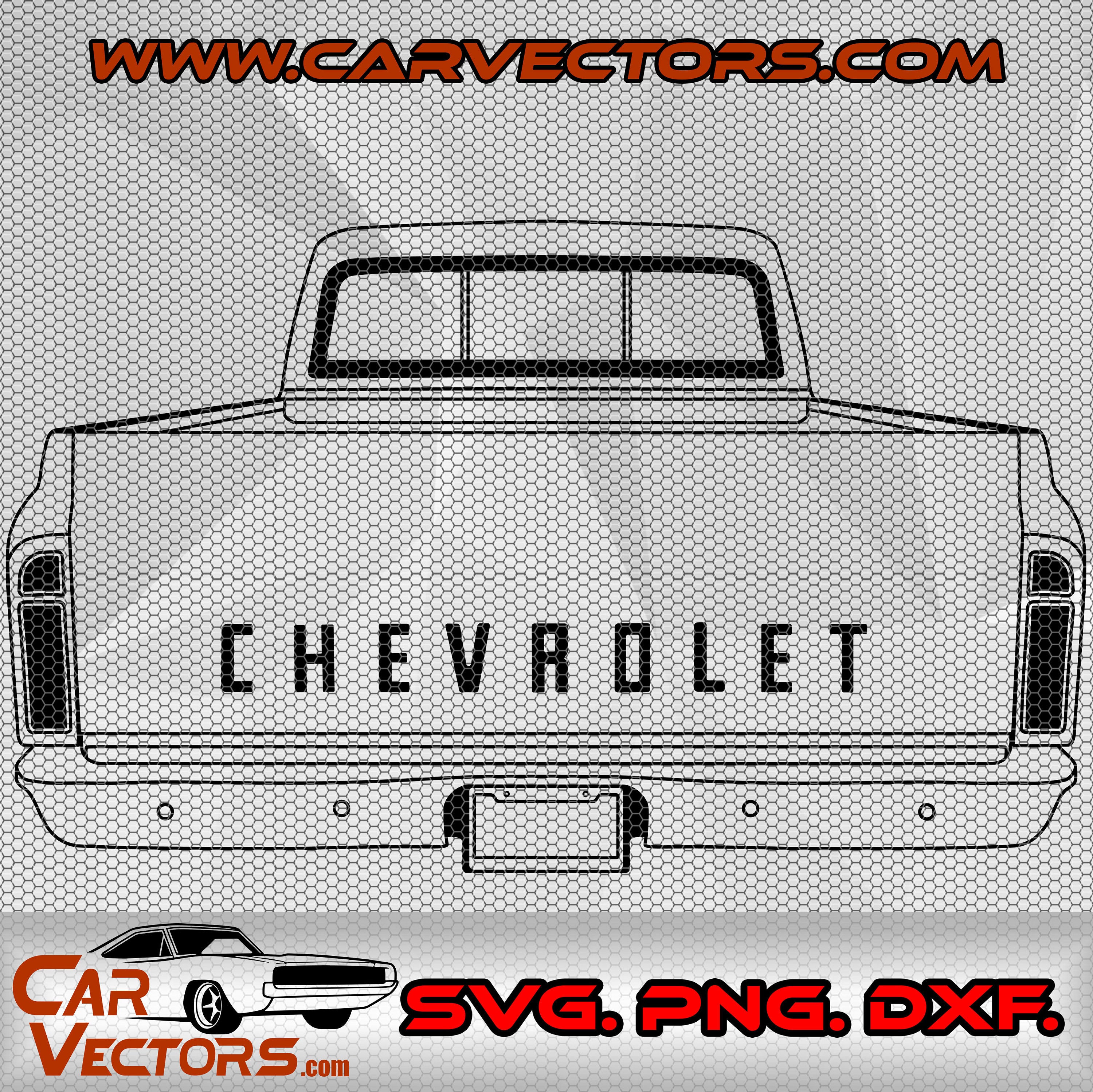 1967 Chevy C10 Pick up Truck Rear View SVG, cut file, Vector,Illustration, c10 vector drawing, chevrolet c10 1967 svg