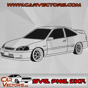 1999 Civic Type R Sedan JDM SVG, Honda civic ek9 png, file di taglio, disegno, illustrazione, honda civic Vector