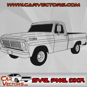 1970 Ford F100 Pick up Truck Classic American PNG SVG, cut file, drawing ,Illustration, f150 Vector, ford ranger f100 1973 svg