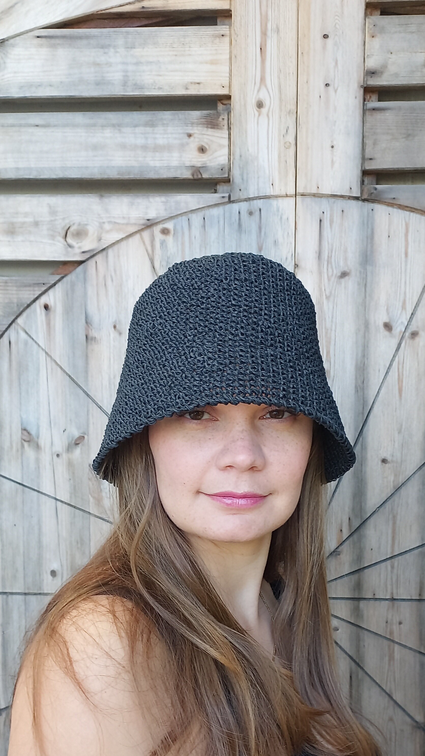 Stylish Black Raffia Bucket Hat for Women's, Straw Bucket