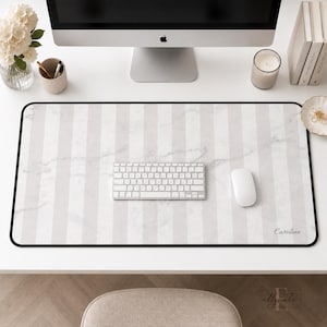Tappetino da scrivania personalizzato con motivo a righe effetto marmo / Tappetino da scrivania personalizzato / Tappetino per mouse esteso neutro / Protezione per scrivania da ufficio / Decorazione minimalista per la scrivania