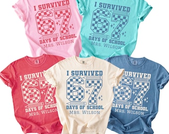 I Survived 67 Days of School Shirt Comfort Colors 6 7 Teacher Tshirt Funny Student Appreciation Gift