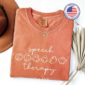 Comfort Colors® Speech Therapy Shirt Halloween Speech Therapist Shirt Gift For Therapist Teacher Ghost Shirt Asl Teacher Shirt Slpa Shirts