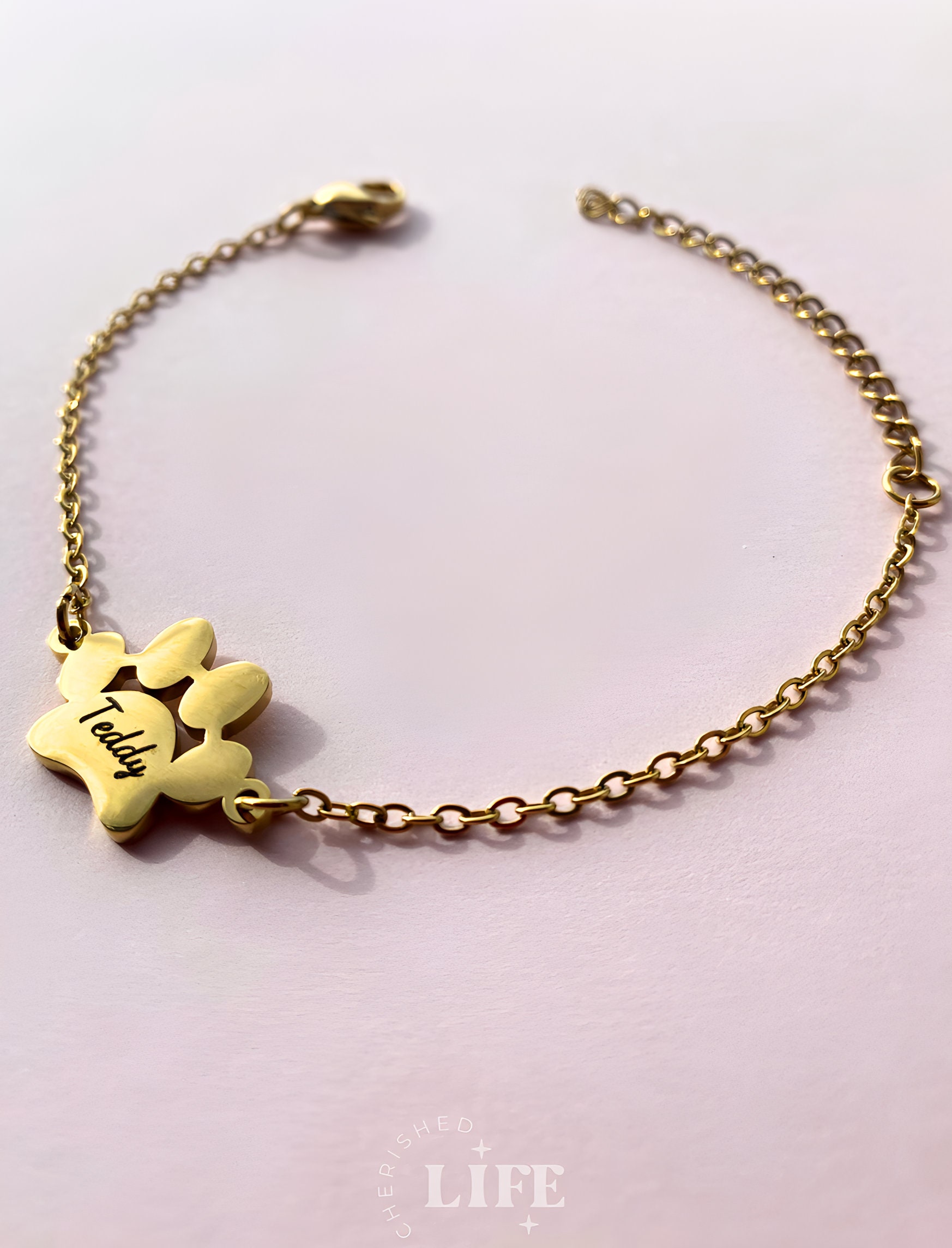 Paw Bracelet With Name Dog Paw Bracelet Pet Personalized Jewelry Gift ...