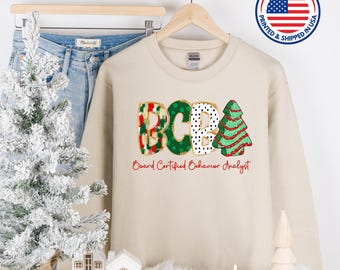 Christmas BCBA Crewneck Sweatshirt, Behavior Analyst Gift