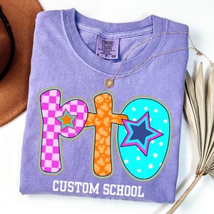 PTO Comfort Colors Shirt Custom Parent Teacher Organization Tshirts PTO Board PTO Squad Gifts Parent Teacher Association Funny Bright Purple