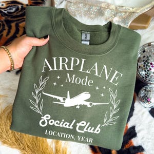 Airplane Mode Social Club Sweatshirt - Customized Travel Crewneck image 3