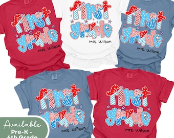 4th Of July Teacher Grade Level Team T-Shirt Custom First Grade Teacher Shirt Teacher Team 1st Grade Teacher Shirts Third Grade Crew Squad