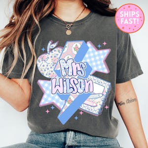Custom Teacher Shirt Gift for Teacher Name Shirt Back to School Shirt Teacher Team Shirts Preppy Teacher Bow Teacher Gifts Personalized Cute