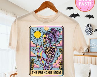 French Bulldog Tarot Card T-Shirt: Frenchie Skeleton Halloween Tee