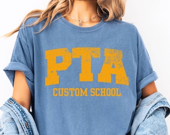 Custom PTA Crew Shirt, Parent Teacher Organization Apparel, School Spirit Tee
