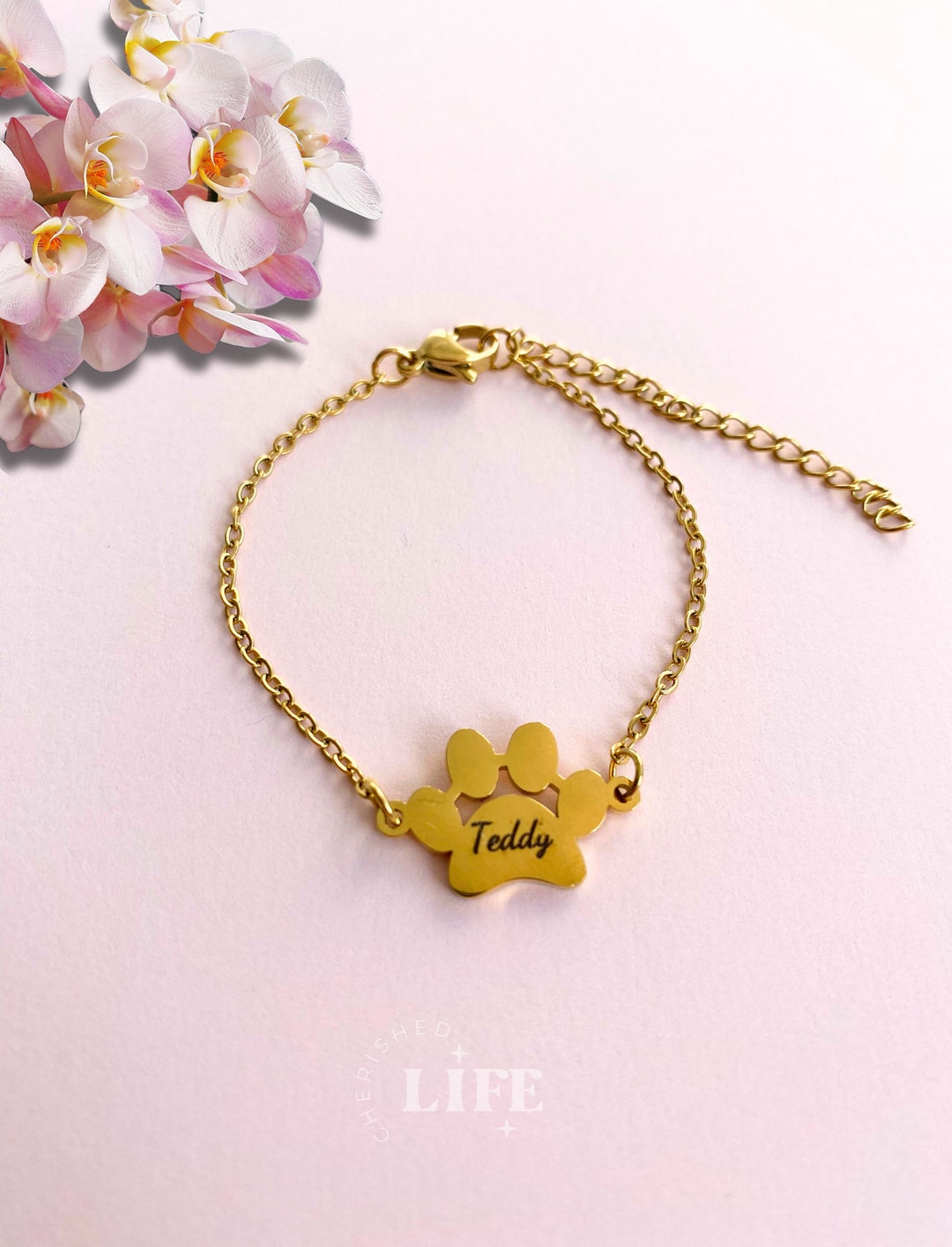 Paw Print Bracelet Gift for Dog Lover Jewelry Custom Dog Paw Bracelet ...