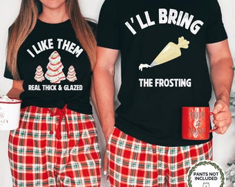 Funny Couples Christmas T-Shirt Set, Holiday Humor