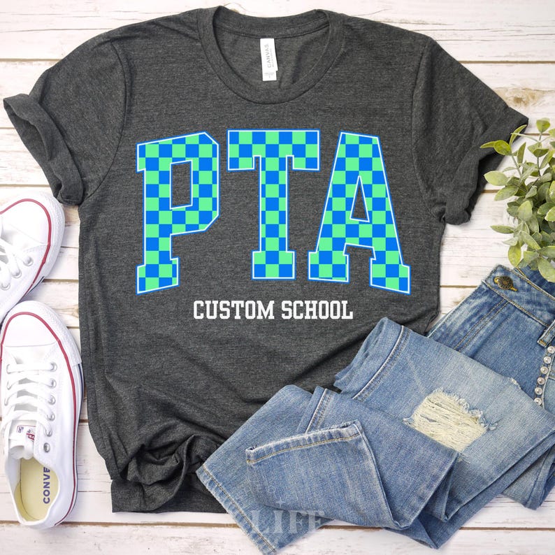 Pta Lettering Custom PTA Crew Shirt: Parent Teacher Organization Cotton Tee - Etsy