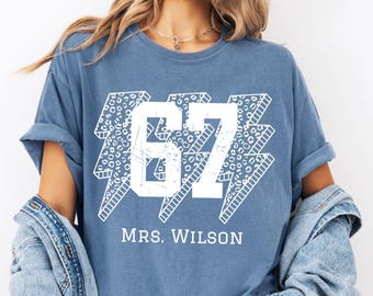 67 Teacher Shirt Comfort Colors 6 7 Days Of School Tshirt Teacher Custom Name Tee Leopard Funny Student Appreciation Gift