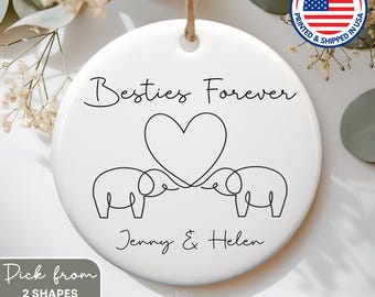 Personalized Elephant Friendship Ornament, Bestie Gift