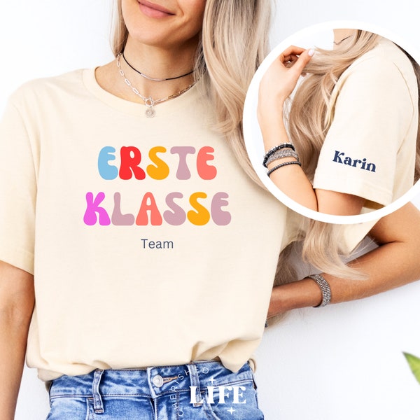 Erste Klasse Team Shirt Personalisiert Schulanfang Shirt Erster Schultag Lehrer Shirt Kindergarten Shirt Erstklässler T-Shirt Erste Klasse