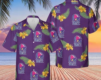 Camisa hawaiana de Taco Bell, camisa hawaiana de comida rápida, camisa hawaiana con salsa de Taco Bell, camisa de comida mexicana para hombres y mujeres