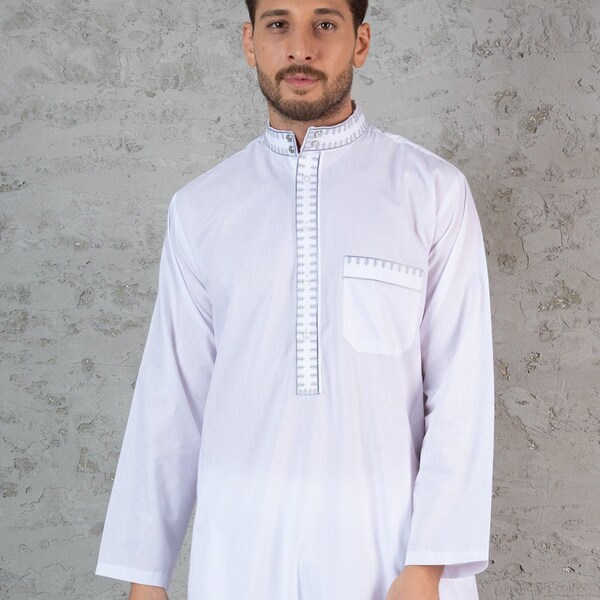 Muslim Moroccan Man Thobe, Premium Muslim Djellaba, Embroidered Jubbah Cloth, High Quality Thobe, Islamic Kandora Kaftan, Ramadan Eid Gift