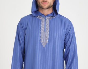 Muslim Moroccan Man Thobe, Premium Muslim Djellaba, Embroidered Hoody Jubbah Cloth, High Quality Thobe, Kandora Kaftan, Ramadan Eid Gift