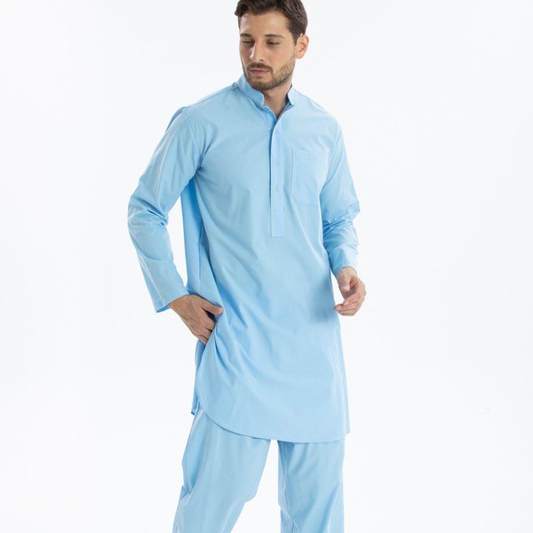 Premium Afghanischer Anzug Kaftan, Indische Kurta, Pakistanische Muslimische Jubbah Kleidung, Hochwertiger Anzug, 2-Teiliger Kandora Kaftan, Ramadan Eid Geschenk