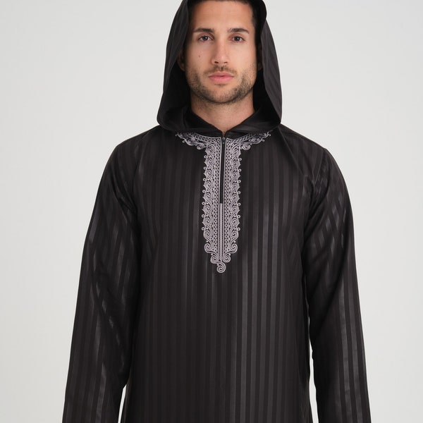 Muslim Moroccan Man Thobe, Premium Muslim Djellaba, Embroidered Hoody Jubbah Cloth, High Quality Thobe, Kandora Kaftan, Ramadan Eid Gift