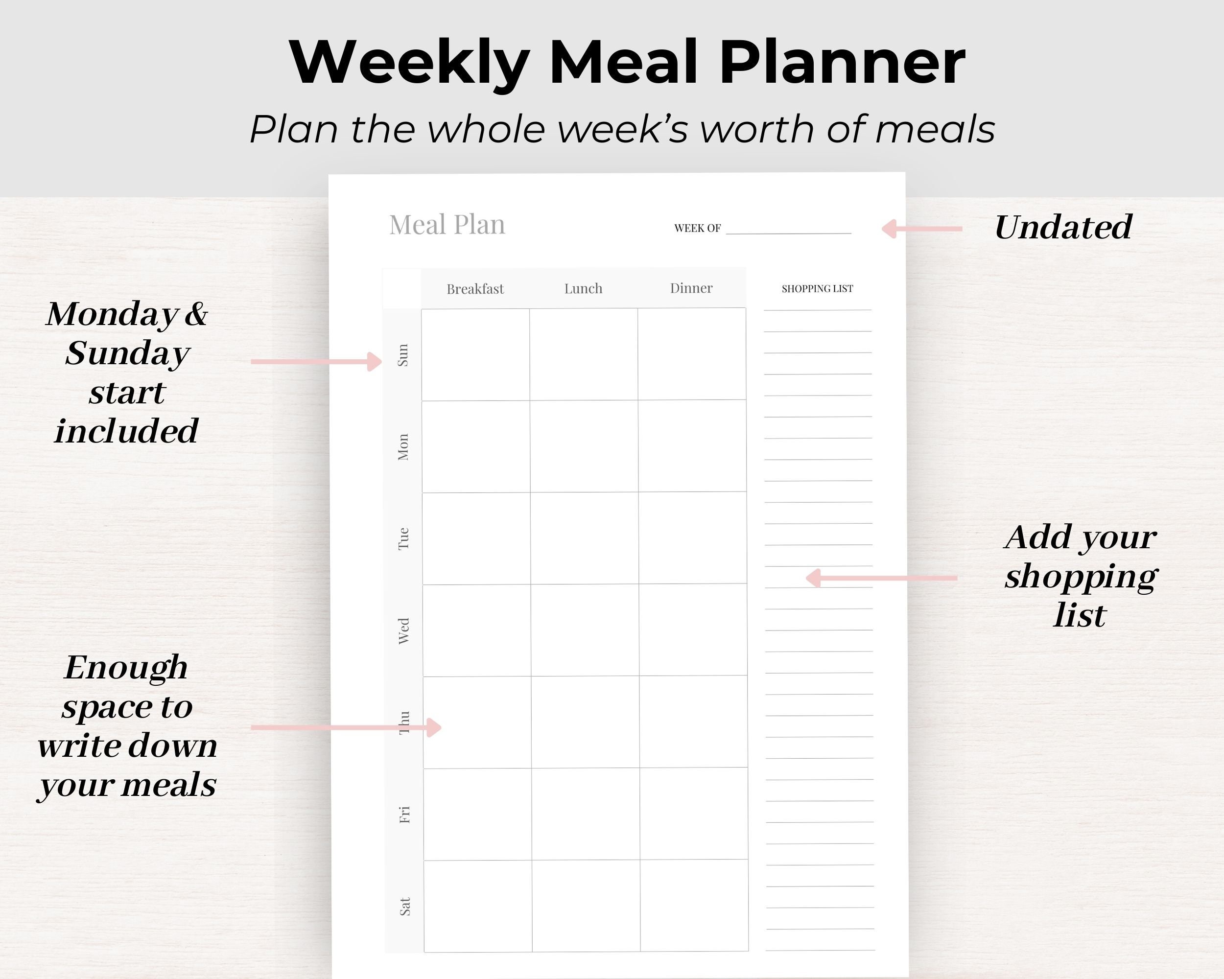 Editable Menu Planner Template