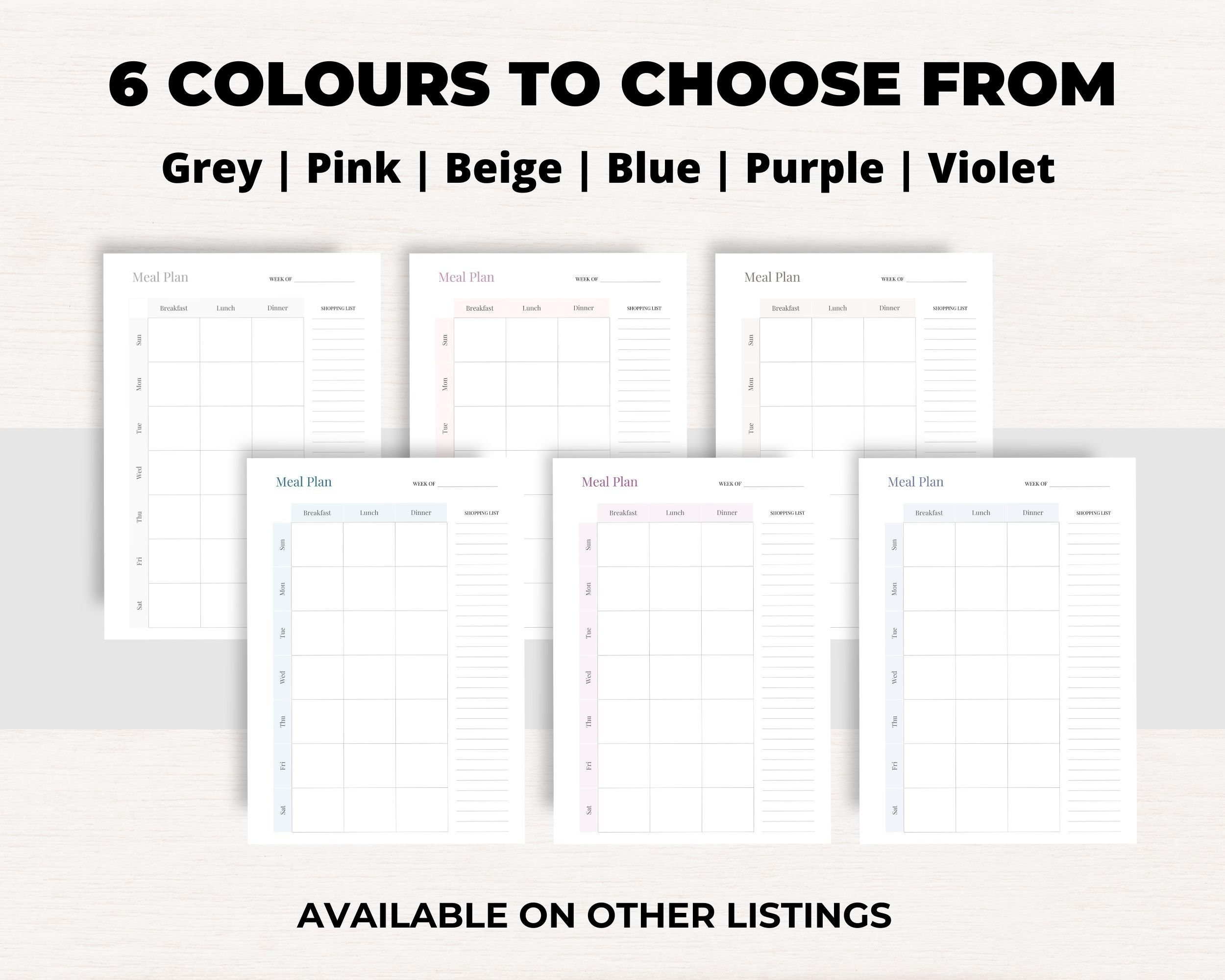 Editable Menu Planner Template