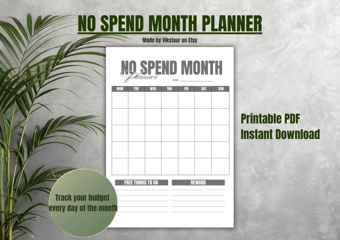 No Spend Month Planner Template (instant Download & Printable PDF) Etsy