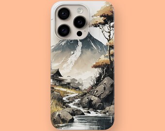 Funda delgada Fuji Japanese Landscape para iPhone 15, 15 Pro, 15+, 15 Pro Max, 14, 14 Pro, 14+, 14 Pro Max y Samsung S23, S23+, S23 Ultra