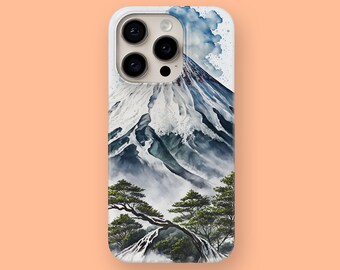 Coque japonaise Fuji fine pour iPhone 15, 15 Pro, 15+, 15 Pro Max, 14, 14 Pro, 14+, 14 Pro Max et Samsung S23, S23+, S23 Ultra, S22, S22+