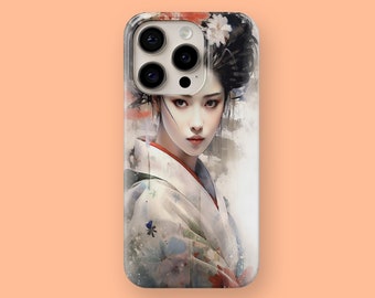 Coque mince Geisha pour iPhone 15, 15 Pro, 15+, 15 Pro Max, 14, 14 Pro, 14+, 14 Pro Max et Samsung S23, S23+, S23 Ultra