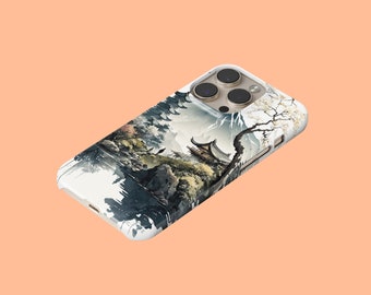 Funda delgada con paisaje japonés para iPhone 15, 15 Pro, 15+, 15 Pro Max, 14, 14 Pro, 14+, 14 Pro Max y Samsung S23, S23+, S23 Ultra, S22