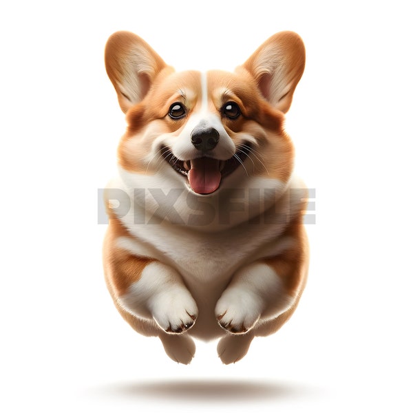 Corgi dog jump wall arts home decor arts digital file download high resolution photography pets animal minimalist happy dog images